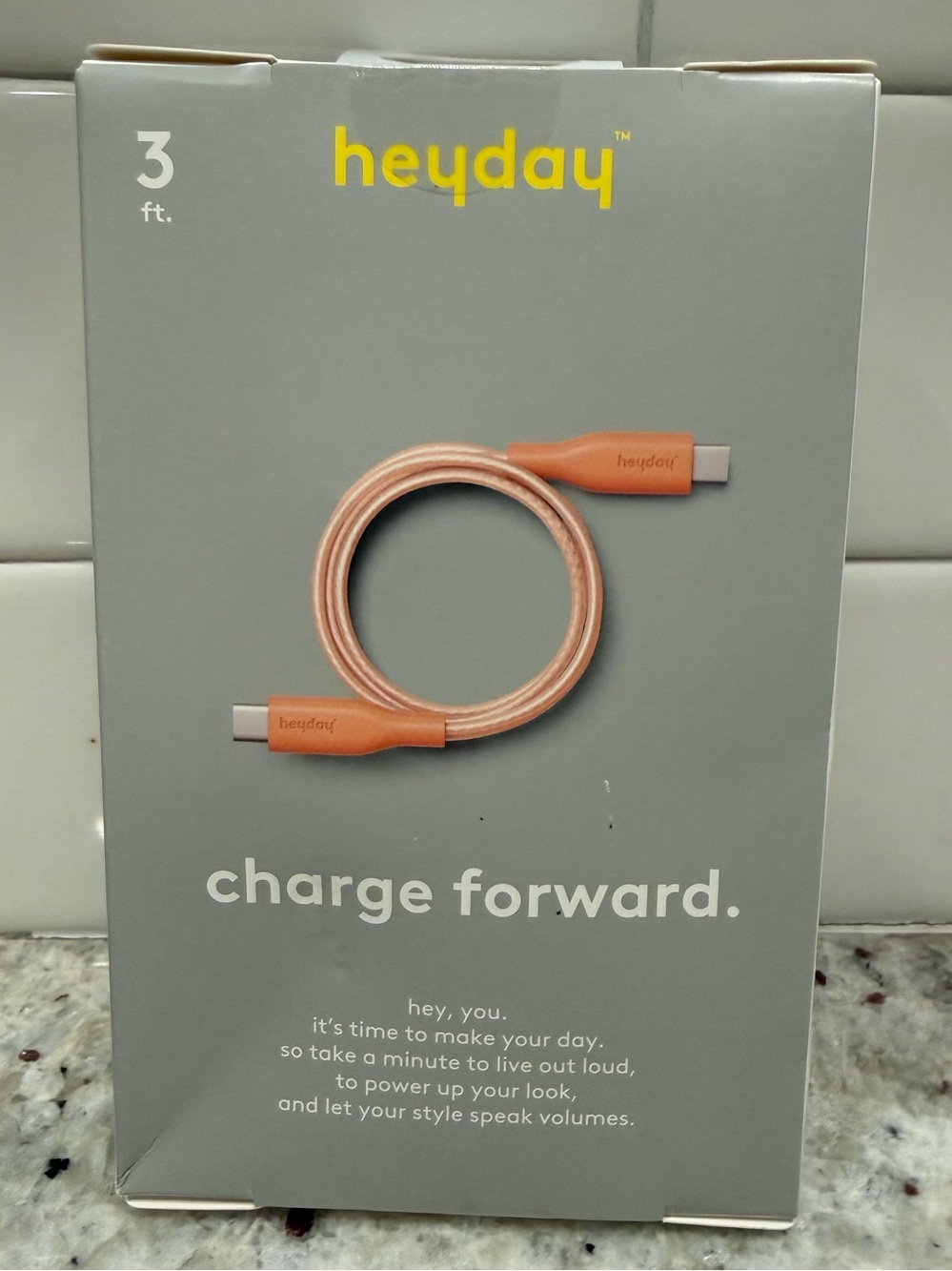 3/$15* heyday 3 ft Braided USB-C Cable - Peach